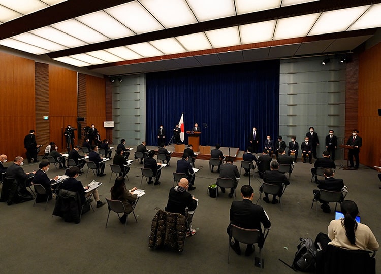 Prime Minister Fumio Kishida attends a news conference in Tokyo on Feb. 17.