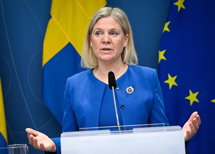 Sweden’s Prime Minister Magdalena Andersson at a news conference in Stockholm on May 16.