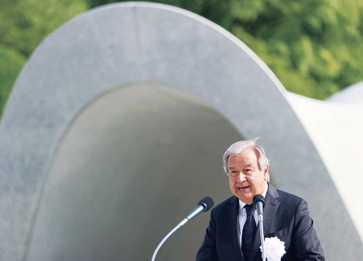 At Hiroshima park, Guterres warns against nuclear arms race