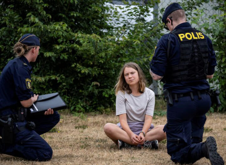 Greta Thunberg charged with disobeying police order at climate protest in Sweden