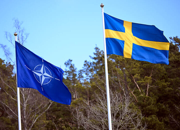 ﻿Sweden’s flag raised at NATO headquarters, cementing its place as the 32nd member