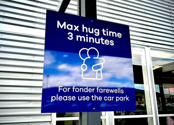 Hug it out, but make it quick. New Zealand airport sets time limit on goodbyes