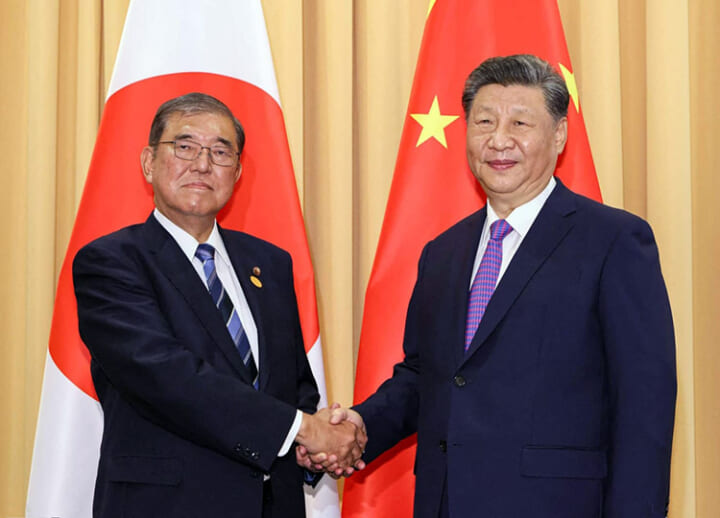 Shigeru Ishiba and Xi Jinping hold first in-person talks amid Japan-China tensions