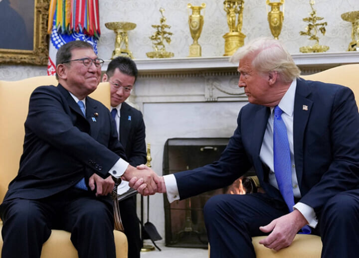 Trump targets trade deficit in first meeting with Ishiba